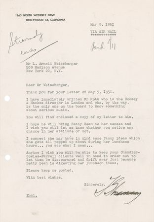 Lot #703 Igor Stravinsky: Detailed 1950s archive as Stravinsky breathes life into his greatest opera, The Rake's Progress - Image 2
