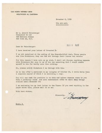 Lot #703 Igor Stravinsky: Detailed 1950s archive as Stravinsky breathes life into his greatest opera, The Rake's Progress - Image 9