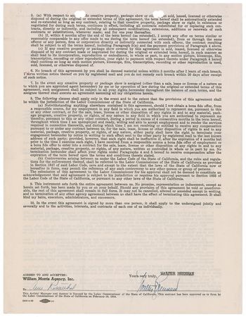 Lot #962 Walter Brennan Signed Document - Image 1