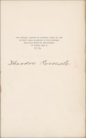 Lot #199 Theodore Roosevelt: TR’s scarce and desirable 1910 limited edition work, African Game Trails - Image 1