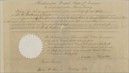 Lot #93 Andrew Johnson: Johnson sends a fellow Tennesseean to Paris for the 1867 World Exposition - Image 2