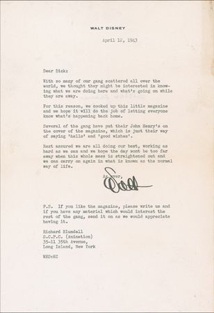 Lot #583 Walt Disney: Disney bolsters the war effort by sending a gift of laughter—with Donald Duck smacking the Fuhrer with a tomato - Image 3
