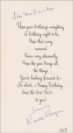Lot #144 Ronald Reagan Birthday Card - Image 1