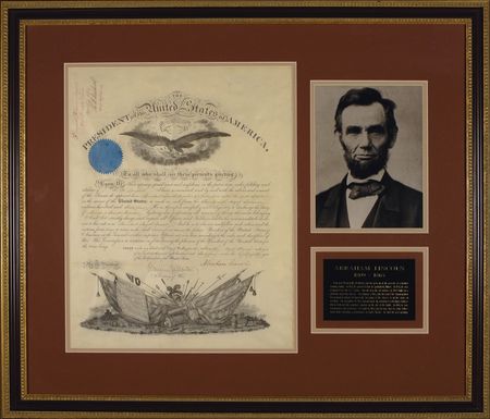 Lot #111 Abraham Lincoln: Scarce and lavish commission of an officer in the Union's dominant navy - Image 1