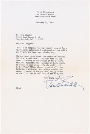 Lot #1161 Paul Endacott Photograph and Letter - Image 2