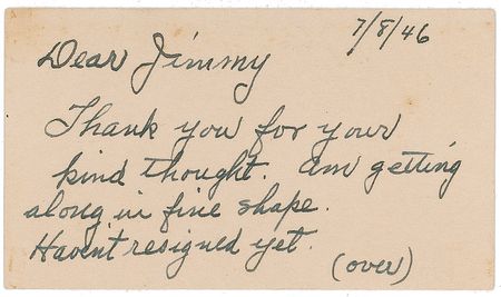 Lot #1105 Chief Bender Signed Note - Image 2