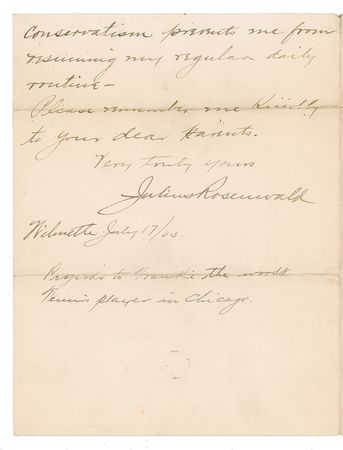 Lot #300 Julius Rosenwald: “It isn't often we old fellows are given a thought by a sweet young girl” - Image 2