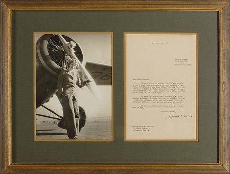 Lot #438 Amelia Earhart: ?My rate for professional lectures is three hundred dollars. My title this year is 'Flying For Fun'? - Image 1