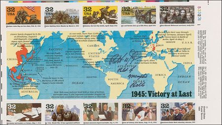 Lot #391 Matthew Ridgeway and Robert Morgan Stamp Sheets - Image 1