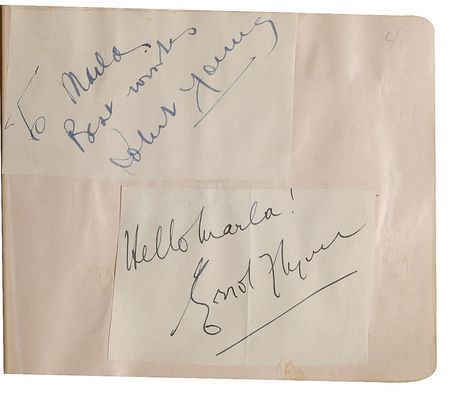 Lot #793 Autograph Album: Stars of Hollywood's Golden Age, including Lugosi, Karloff, Sinatra, and Rathbone sign for the daughter of a vaudeville actor - Image 3