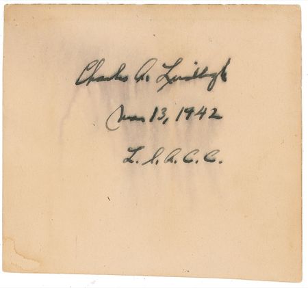 Lot #447 Charles Lindbergh: Lindbergh signs for a young woman who witnessed his historic flight 15 years earlier - Image 1