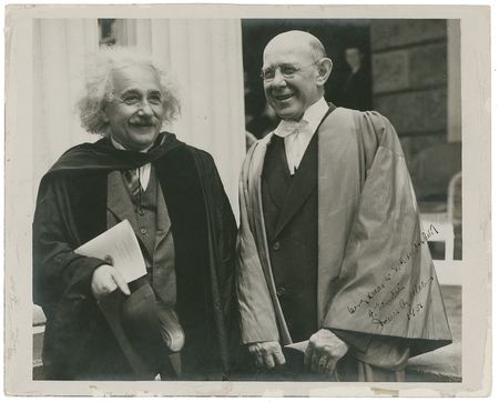 Lot #234 Albert Einstein: Casual and unique Einstein photo as the renowned physicist attends a 1951 Princeton commencement - Image 1
