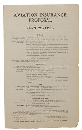 Lot #452 Charles Nungesser: A French ace takes out an aviation insurance policy three years before dying in a plane crash while trying to beat Lindbergh - Image 1