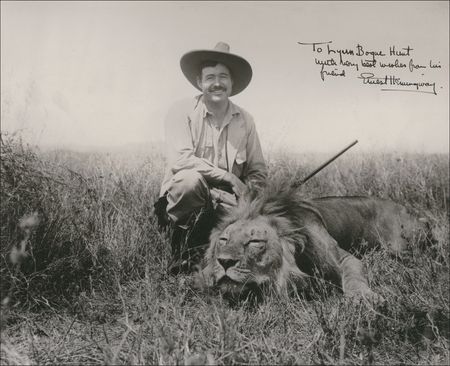 Lot #506 Ernest Hemingway: Vivid and iconic Hemingway image on the safari that inspired numerous literary works - Image 1