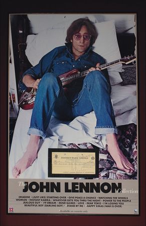Lot #634 Beatles: John Lennon: Lennon signs a check in 1976, the year he won the right to permanent American residency - Image 1