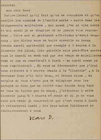 Lot #498 Jean Dubuffet Typed Letter Signed - Image 1