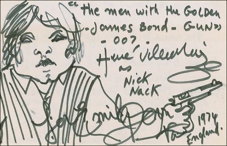 Lot #1055 Herve Villechaize Sketch and Letter - Image 1