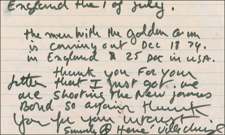 Lot #1055 Herve Villechaize Sketch and Letter - Image 2