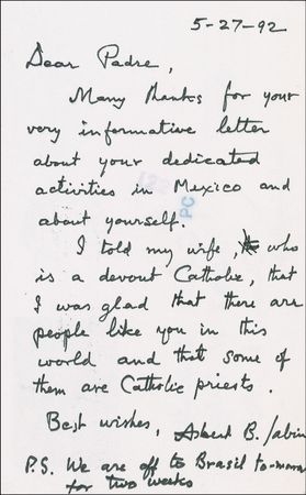 Lot #302 Albert Sabin Photograph and Letter - Image 1