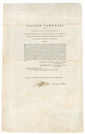 Lot #92 Thomas Jefferson: Remarkable and historically noteworthy 1792 Congressional Act: Jefferson approves a scientific breakthrough for desalination—one never acted upon - Image 1