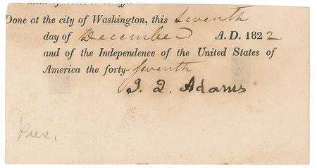 Lot #5 John Quincy Adams Signed Document