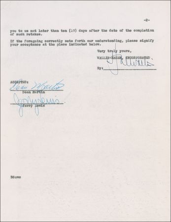 Lot #957 Dean Martin and Jerry Lewis Signed Document - Image 2
