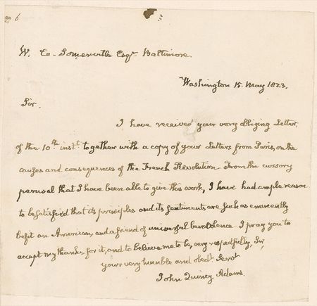 Lot #6 John Quincy Adams: Commenting on a book