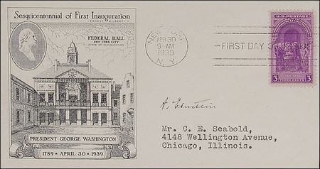 Lot #236 Albert Einstein: Einstein takes a moment to honor George Washington - Image 2