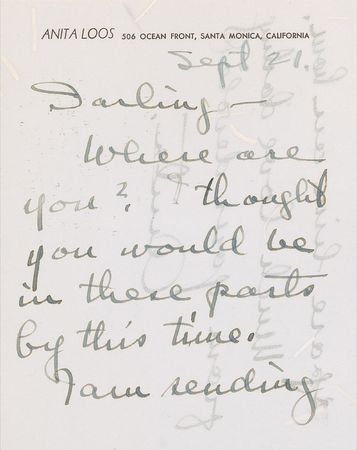 Lot #943 Anita Loos - Image 1