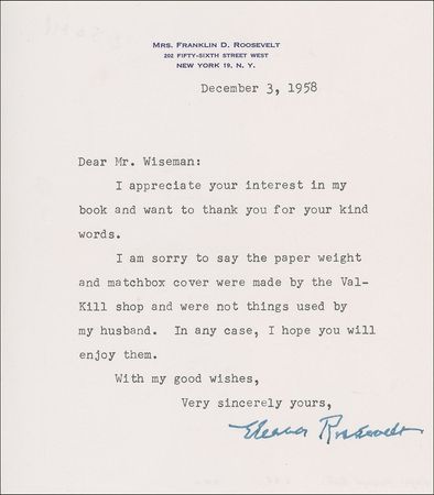 Lot #161 Eleanor Roosevelt Typed Letters Signed - Image 2
