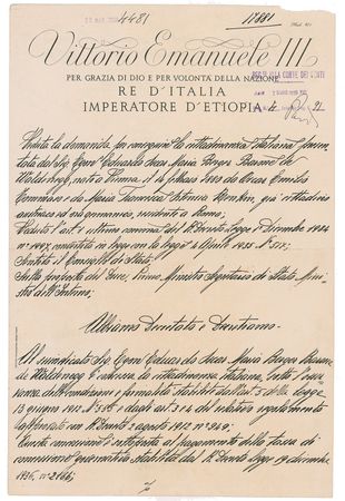 Lot #309 Benito Mussolini and Vittorio Emanuel III Signed Document - Image 1