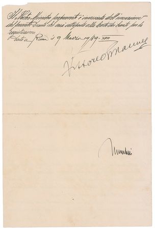 Lot #309 Benito Mussolini and Vittorio Emanuel III Signed Document - Image 2