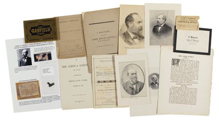 Lot #82 James A. Garfield: An interesting Garfield mini-archive, highlighted by a signed free frank and a piece of funeral drapery - Image 2