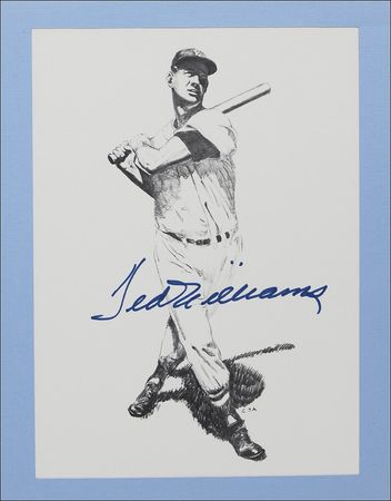 Lot #1296 Ted Williams Print and Baseball - Image 1