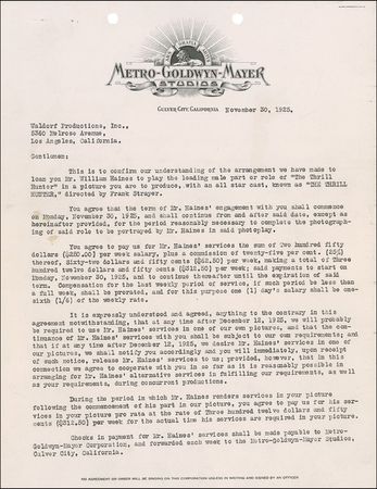 Lot #1044 Louis B. Mayer Signed Document - Image 1
