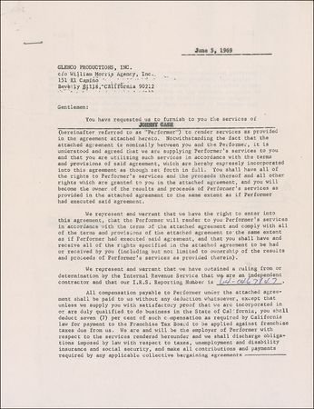 Lot #787 Johnny Cash Signed Document - Image 1