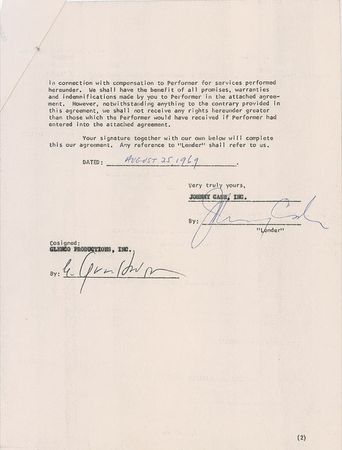 Lot #787 Johnny Cash Signed Document - Image 2