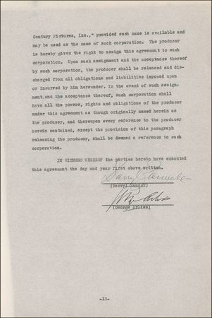 Lot #905 George Arliss and Daryl F. Zanuck Signed Document - Image 1