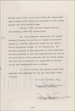 Lot #908 Fay Bainter Signed Document - Image 1