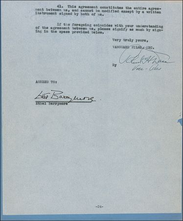 Lot #913 Ethel Barrymore Signed Document - Image 2