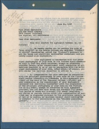 Lot #913 Ethel Barrymore Signed Document - Image 3