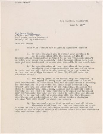 Lot #970 Henry Fonda Signed Document - Image 1