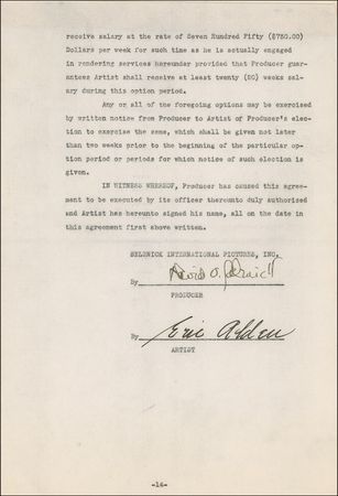 Lot #1086 David O. Selznick Signed Document - Image 2