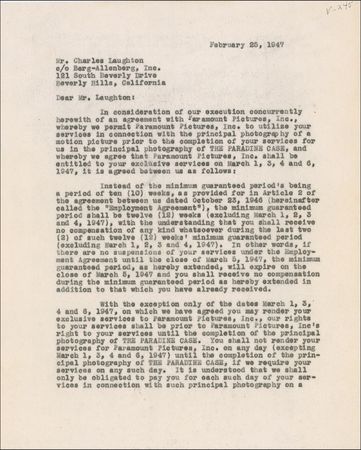 Lot #1018 Charles Laughton Signed Document - Image 1
