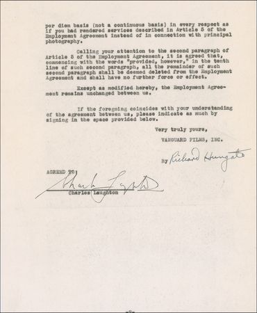 Lot #1018 Charles Laughton Signed Document - Image 2