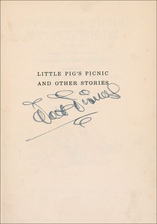Lot #679 Walt Disney: Disney signs his 1939 tale of Little Pig's Picnic - Image 1
