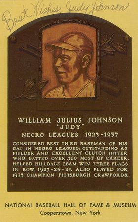 Lot #1223 Buck Leonard, Cool Papa Bell, and Judy Johnson Hall Of Fame Card - Image 1