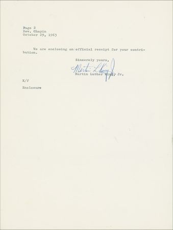 Lot #300 Martin Luther King, Jr.: Shortly after Birmingham, MLK recounts the Civil Rights struggle and hopes 