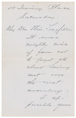 Lot #592 O. Henry: O. Henry tries to arrange another date with Henry Wadsworth Longfellowâ??s niece, hoping that 