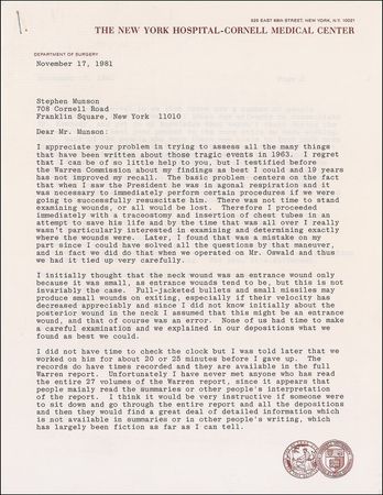 Lot #291 Kennedy Assassination: Intriguing Kennedy assassination archive, including a fascinating first-hand account by the surgeon who fought to save Kennedy's life, and unknowingly contributed to conspiracy theories - Image 1